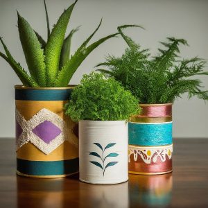 Inddor Plants in hand painted Planters