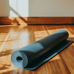 Yoga Mat on Wooden Floor