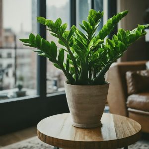 ZZ Plant placed on a coffee table