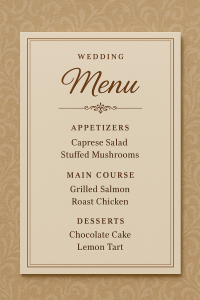 Wedding Menu 