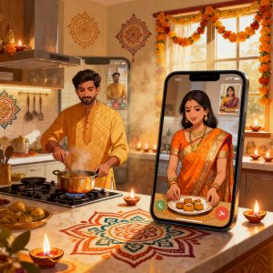 Cooking together for karwa chauth