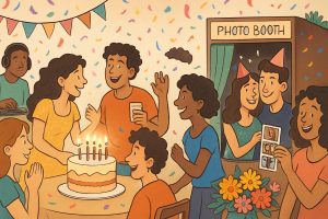 People at celebrating birthday party