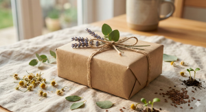 Gift packed with sustainable wrapping