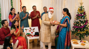 Family celebrating xmas