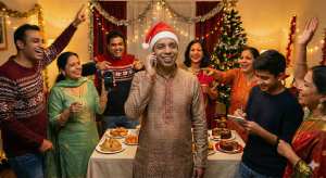 A guy humming in the middle of a party