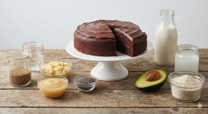 Vegan Cake with Vegan milk and fruits