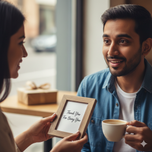 Pair drinking coffee together