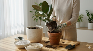 Repotting Ficus Plant