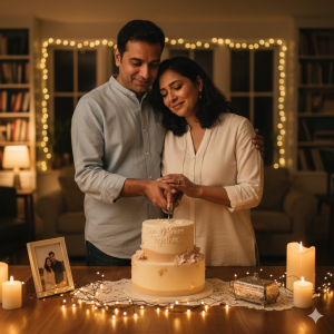 pair cutting a cake