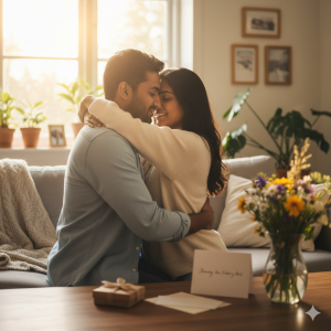 A couple hugging each other