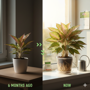 Comparison of 2 aglanema plants