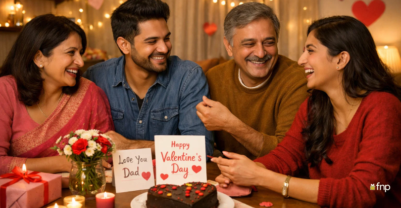 Indian Family Celebrating Valentin's Day