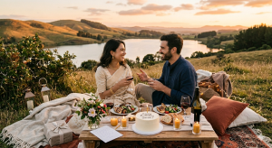 Couple at picnic scene
