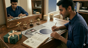 A guy styding about space