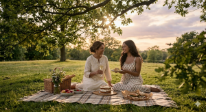 Mother Daughter enjoying at picnic