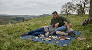 couple enjoying nature while having a picnic