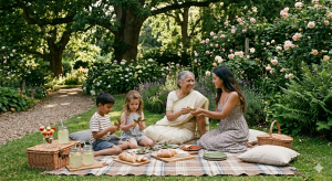 Mom and daughter duo enjoying picnic