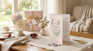 Mother's Day Greeting Card with Mother's Day Cake