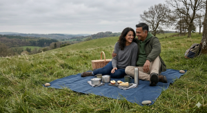 Couple siting on a mat