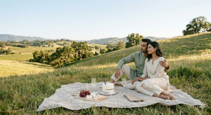 Indian couple enjoying picnic