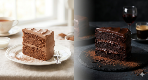 Chocolate cake and truffle cake texture comparison