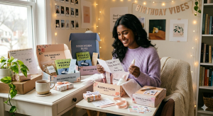 GIRL getting surprised by Subscription Box