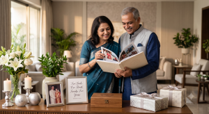 Old Indian Couple watchig Photo Album