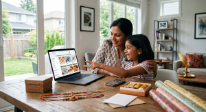 Kids choosing rakhi online