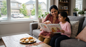 Teaching kids about rakhi from story book