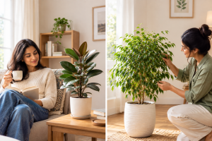 Ficus Plants in Living Room
