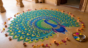Peacock Themed Rangoli