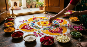 Rangoli decoration for Ganesh Chaturthi